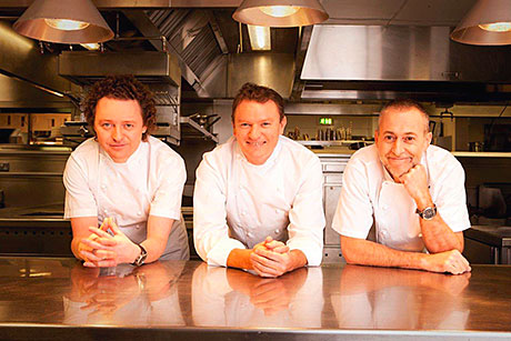 Tom Kitchin (left) with Theo Randall and Michel Roux Jr.