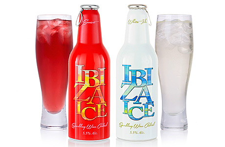 • Wine-based cocktail Ibiza Ice is available in two variants: Sunset (left) and White Isle.