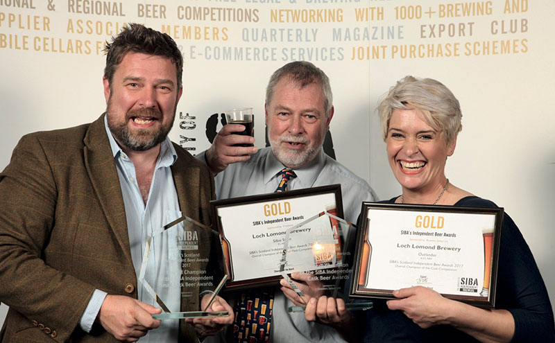 Loch Lomond’s George Wotherspoon (left) and Fiona MacEachern with SIBA’s Guy