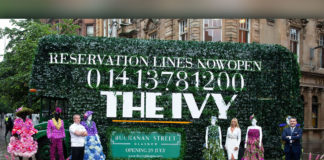 The Ivy Buchanan Street, bus covered in ivy with mannequins dressed in floral attire