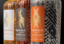 Close up promotional image of Ninefold rum bottles