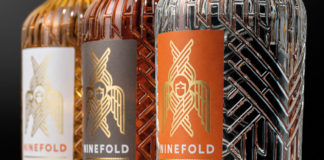Close up promotional image of Ninefold rum bottles
