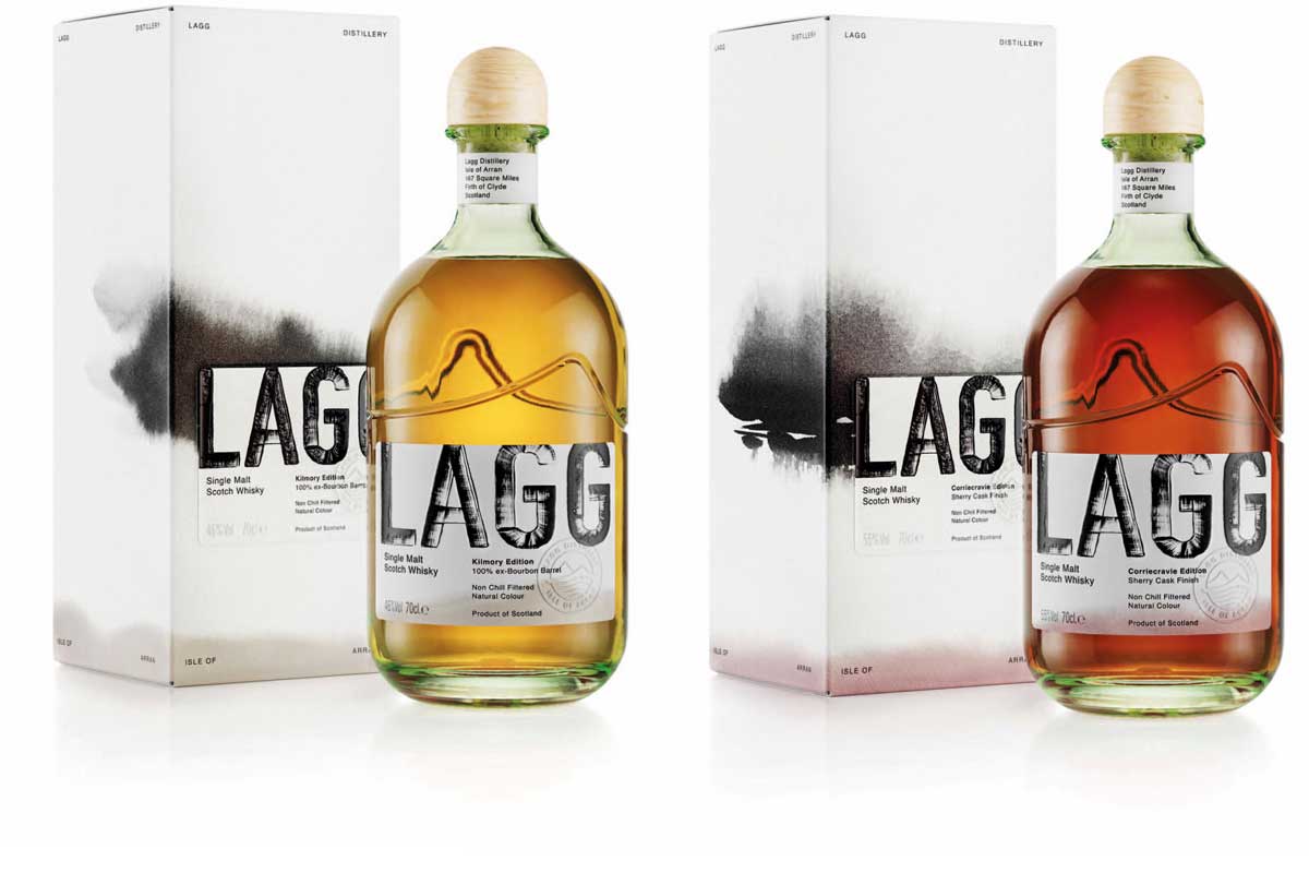 Lagg whisky bottles and packaging