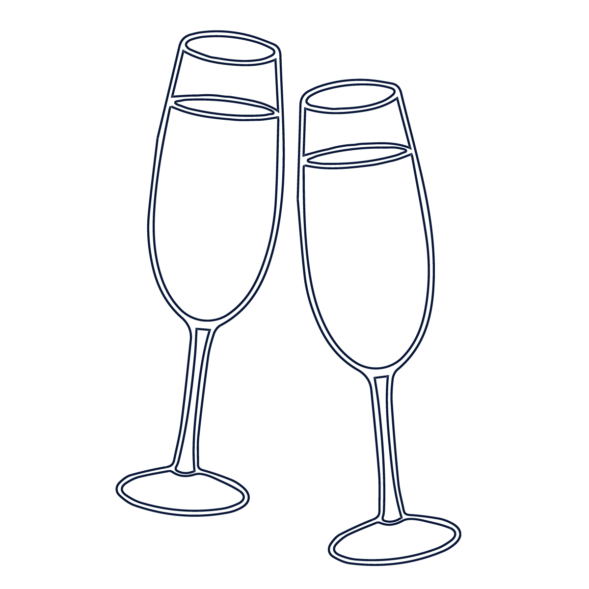 line illustration of two champagne flutes