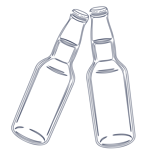 line illustration of two beer bottles