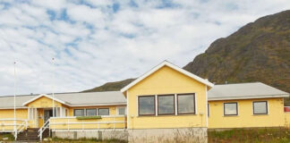 A hotel in Greenland, made of painted wood