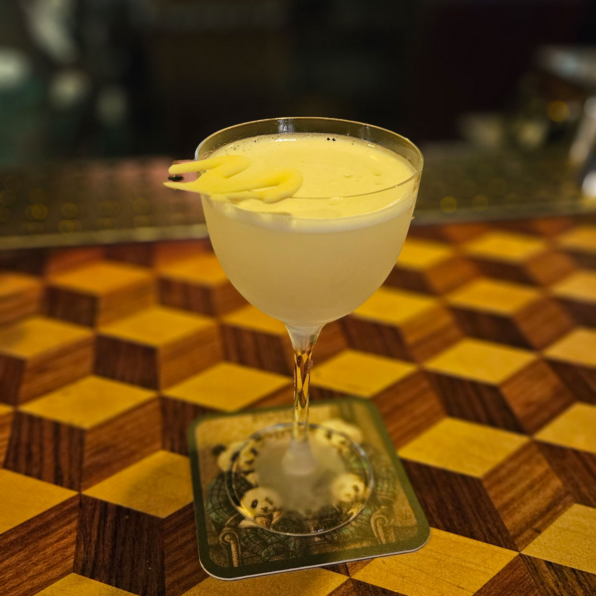 A pale yellow cocktail