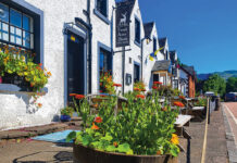 A traditional whitewashed Scottish country pub