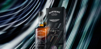 Bowmore whisky bottle next to a presentation box
