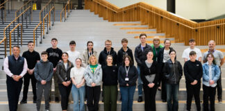 Youngsters line up on their first day of college