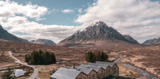 A remote Scottish hotel beside a mountain