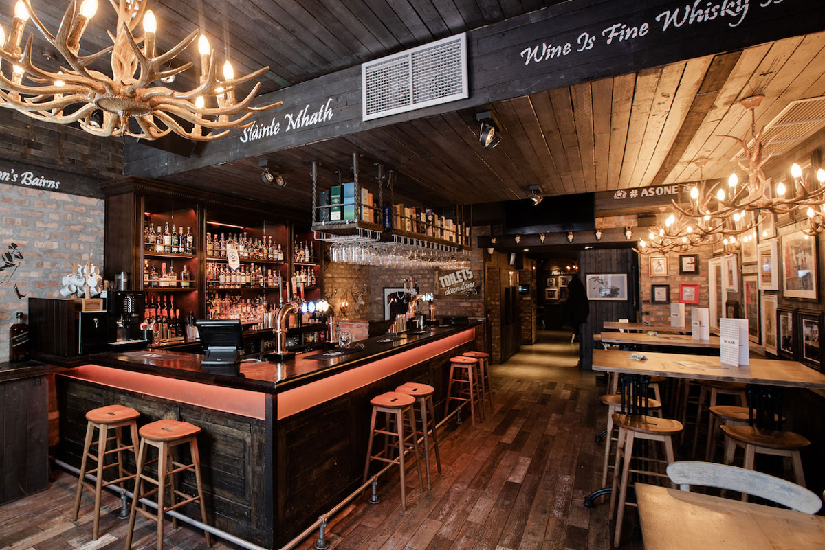 The interior of a traditional Scottish pub