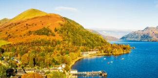 A village next to a loch