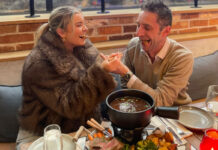 Signature Group gets romantic with pink handcuffs and unlimited hot gravy A young couple feed each other meat, and find the experience hilarious