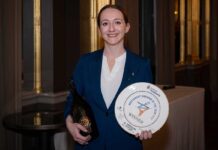 Alana Quigley, restaurant manager at Gleneagles, with her Institute of Hospitality award.
