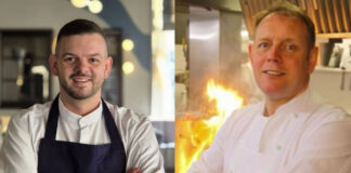 A younger chef and a veteran chef, side by side in uniform