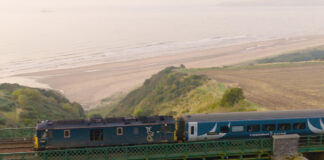 The Caledonian Sleeper passes Lunan Bay
