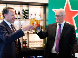 Will licensing boards make a World Cup bank holiday worthwhile? First Minister John Swinney with Heineken UK’s managing director, Boudewijn Haarsma