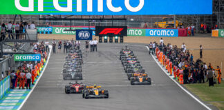 A Formula One race starts