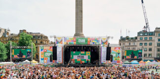 Pride in London gathering in Trafalgar Square