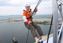 Anna Lagerqvist Christopherson on top of Port of Leith Distillery
