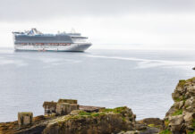 A cruise ship off the coast of Shetland