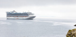 A cruise ship off the coast of Shetland