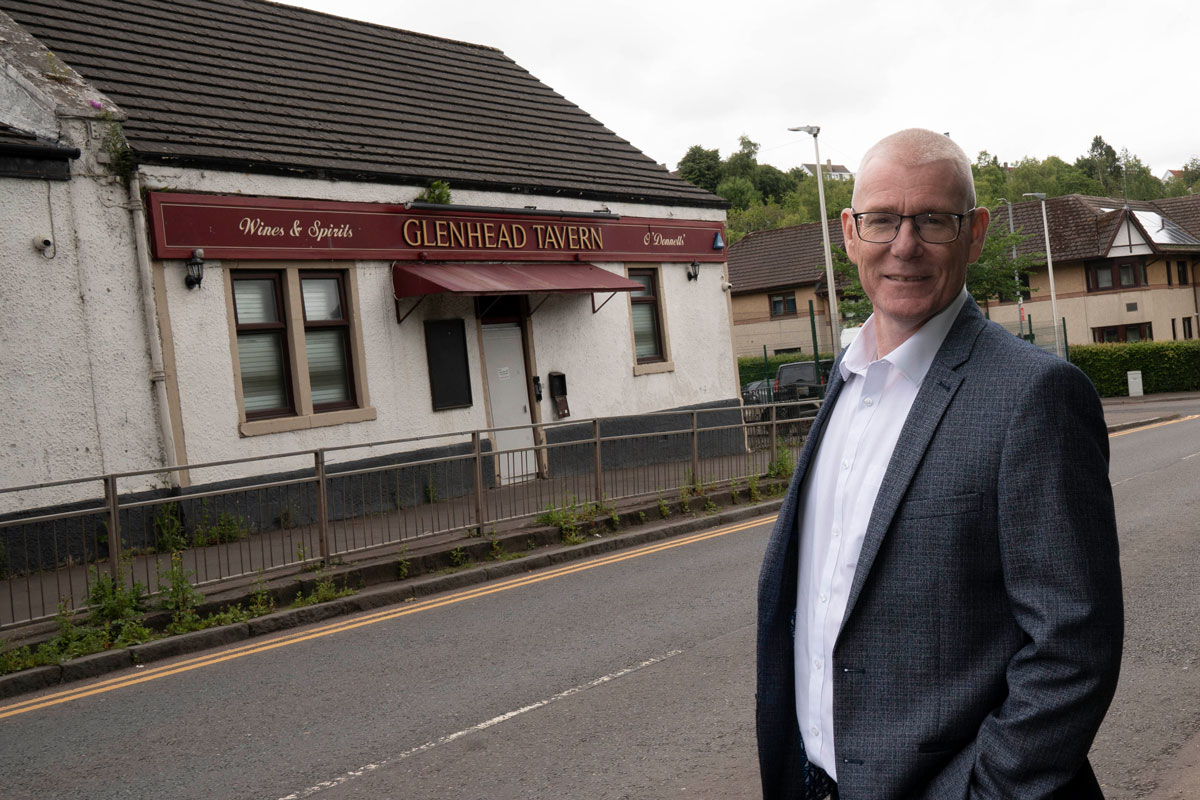 Brian Carnochan outside The Glenhead Tavern in Duntocher
