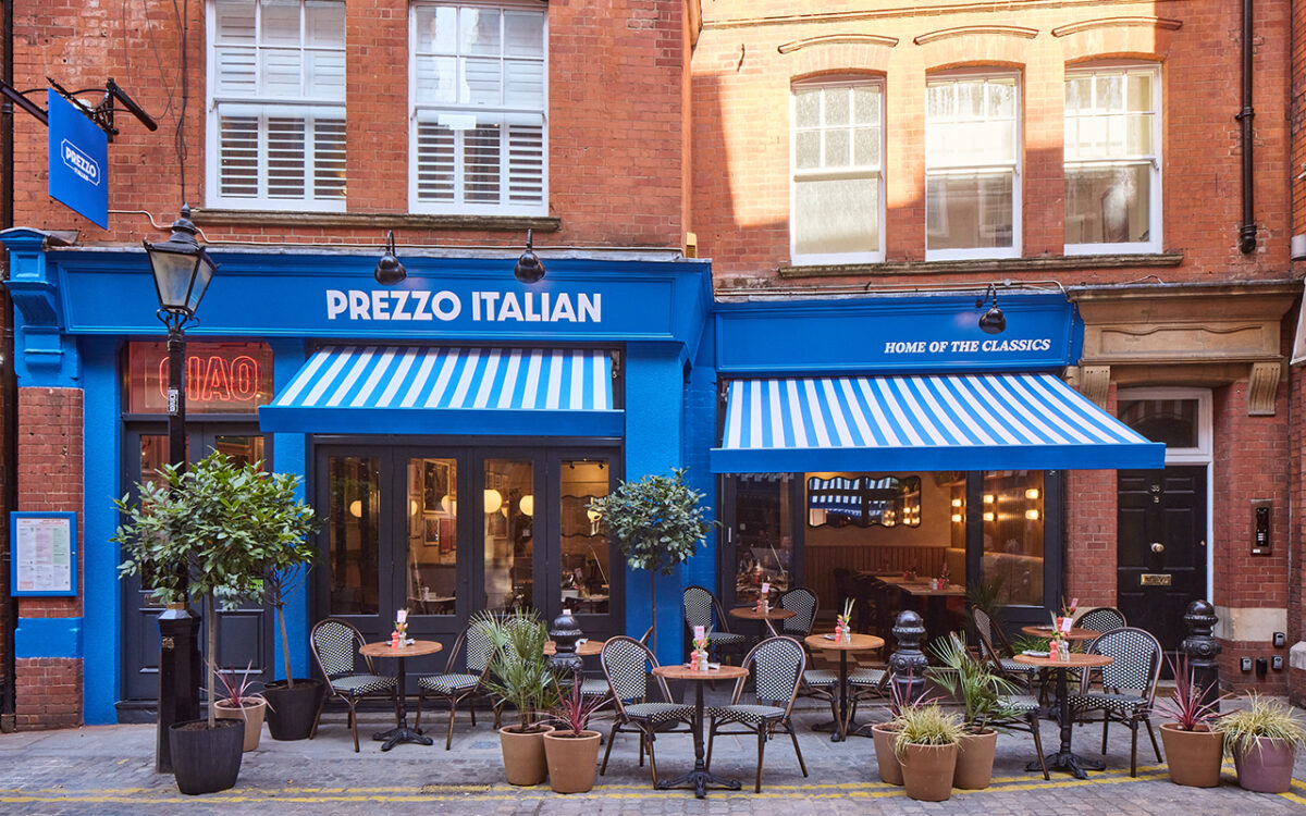 The exterior of a Prezzo Italian restaurant.