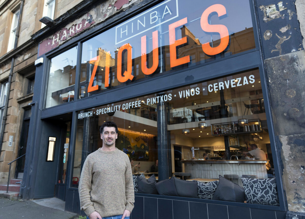 Fergus McCoss stands outside Ziques in Glasgow.