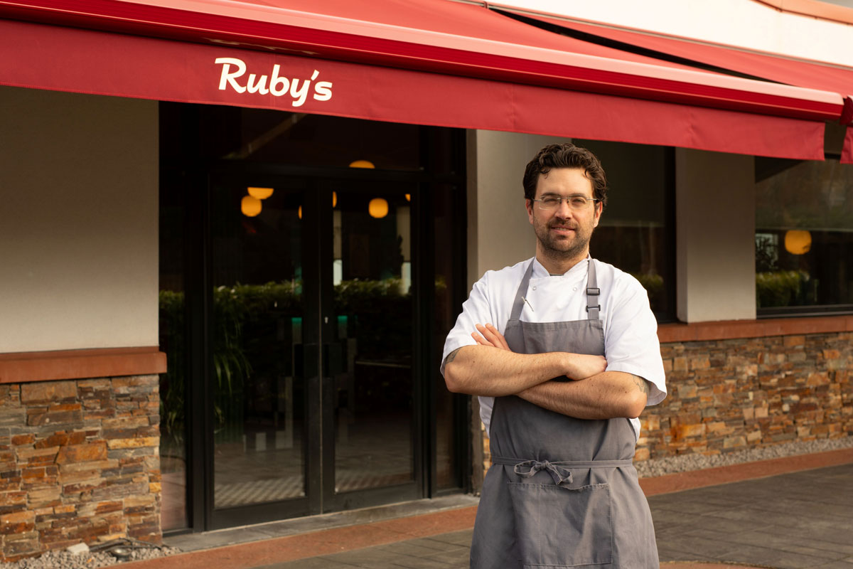 Chef Vitti outside Ruby's in East Kilbride