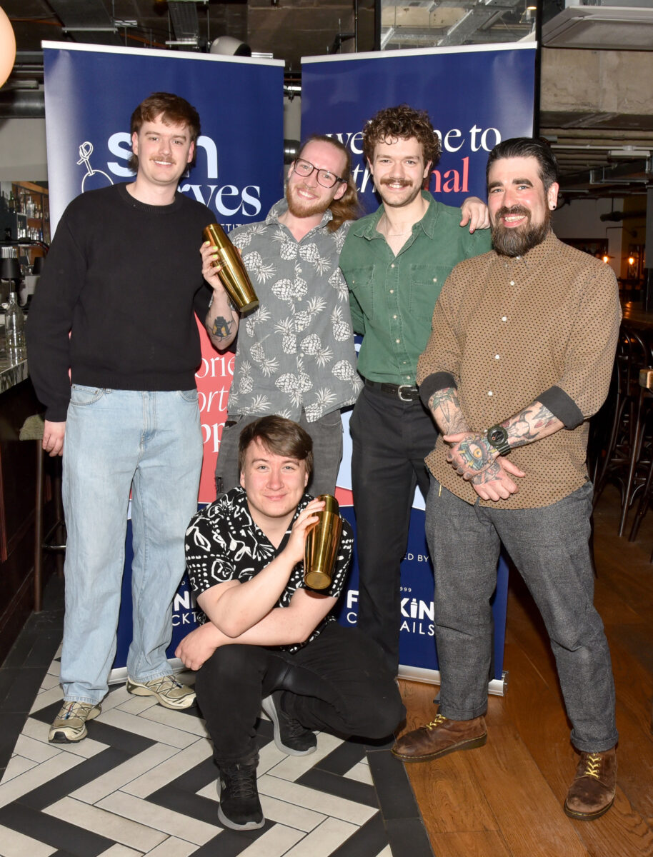 The five finalists from SLTN's SLTN Serves competition together at the final. 