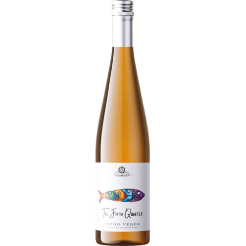 A bottle of Fifth Quarter Vinho Verde.